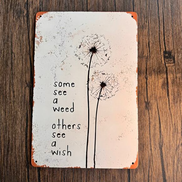 Wall Hanging Sign Metal Sign Gratitude Dandelion Encouragement NEW FAST SHIP - Picture 1 of 3